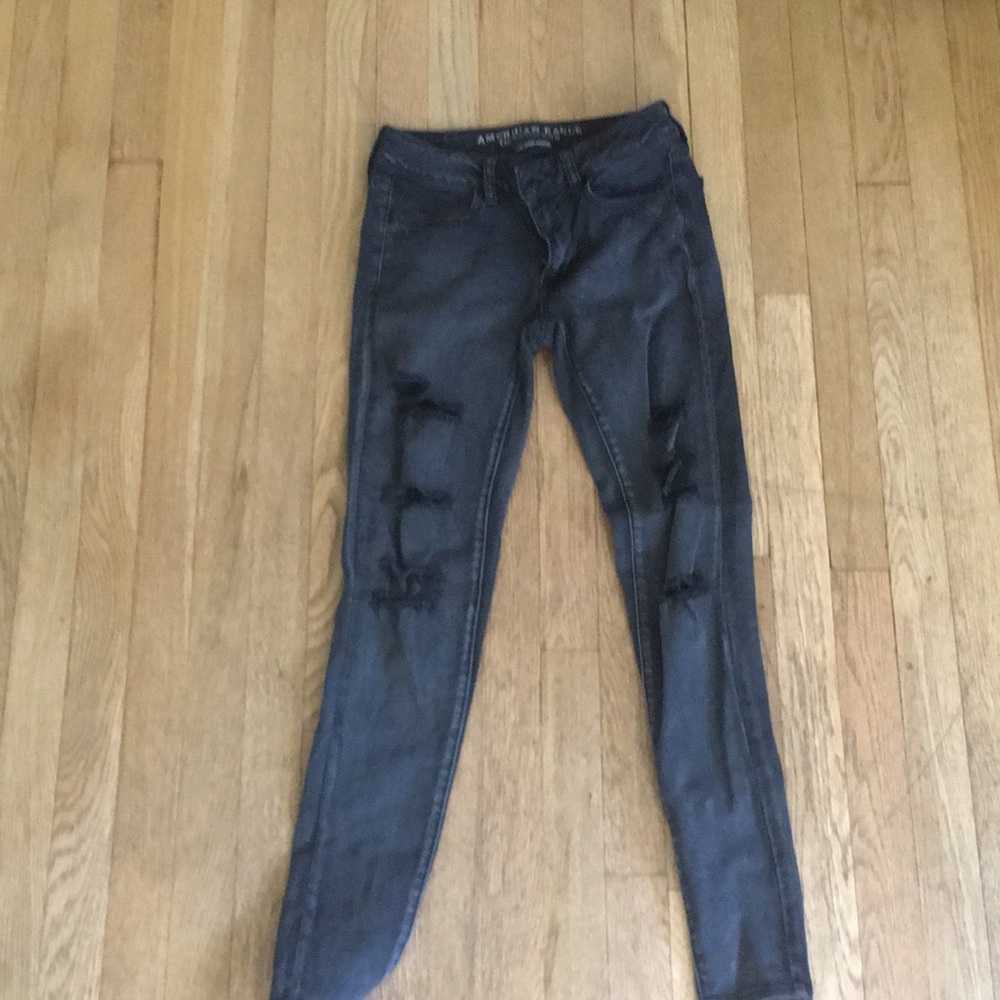 American eagle faded black ripped jeans